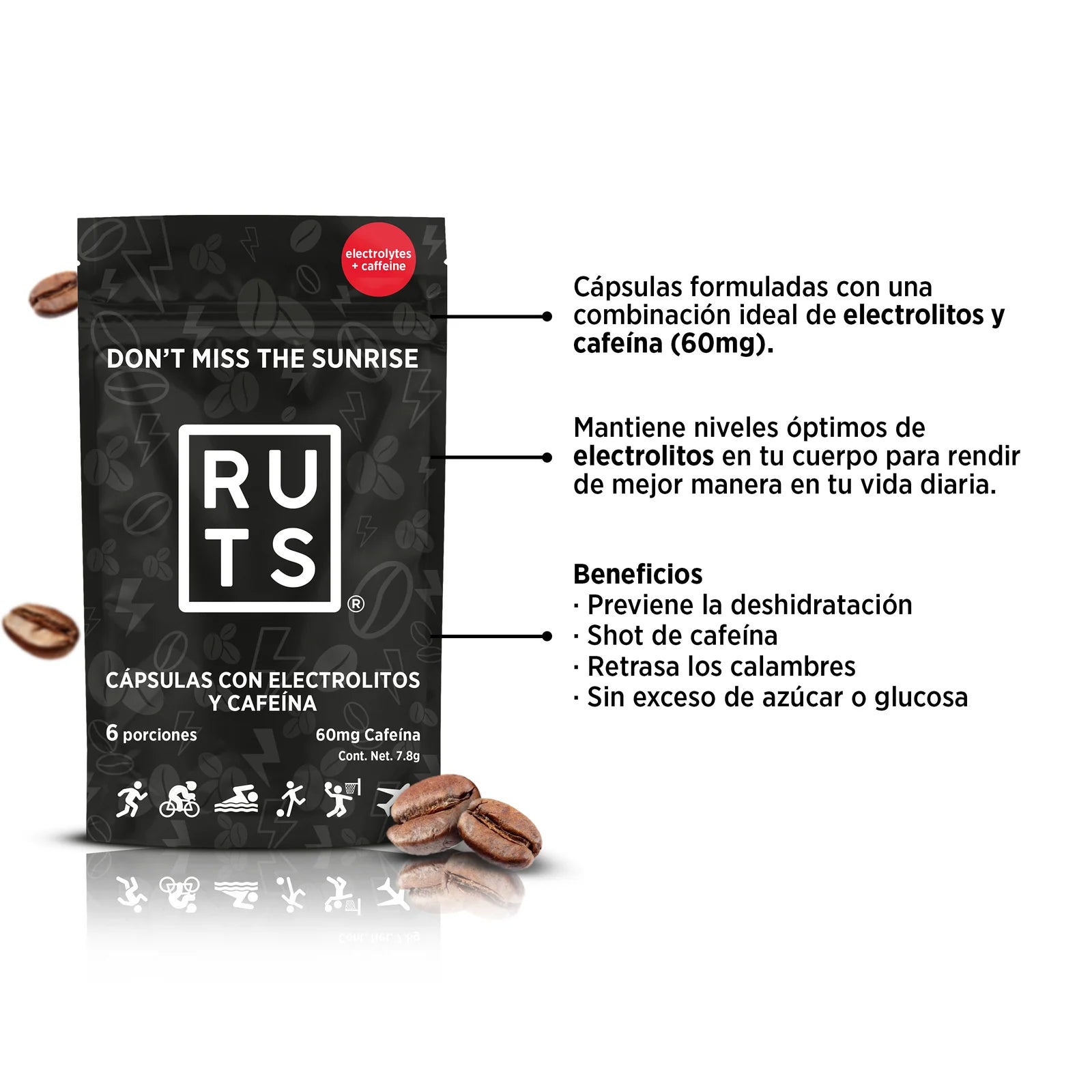 Ruts Capsulas de Electrolitos con Cafeina